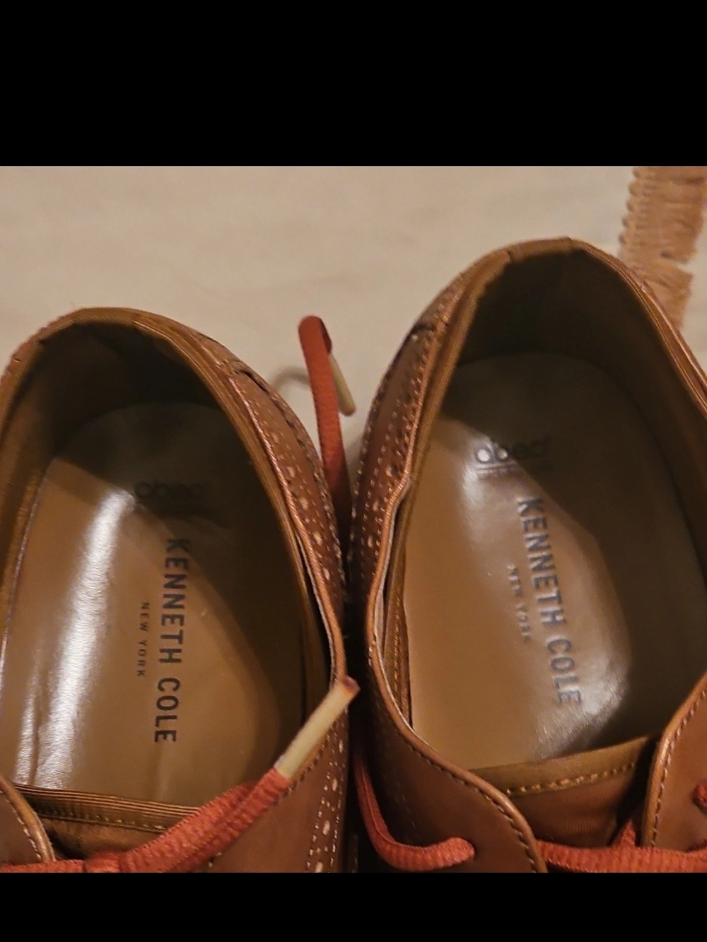 Kenneth Cole Brown Leather Derby Shoes with Orange Laces